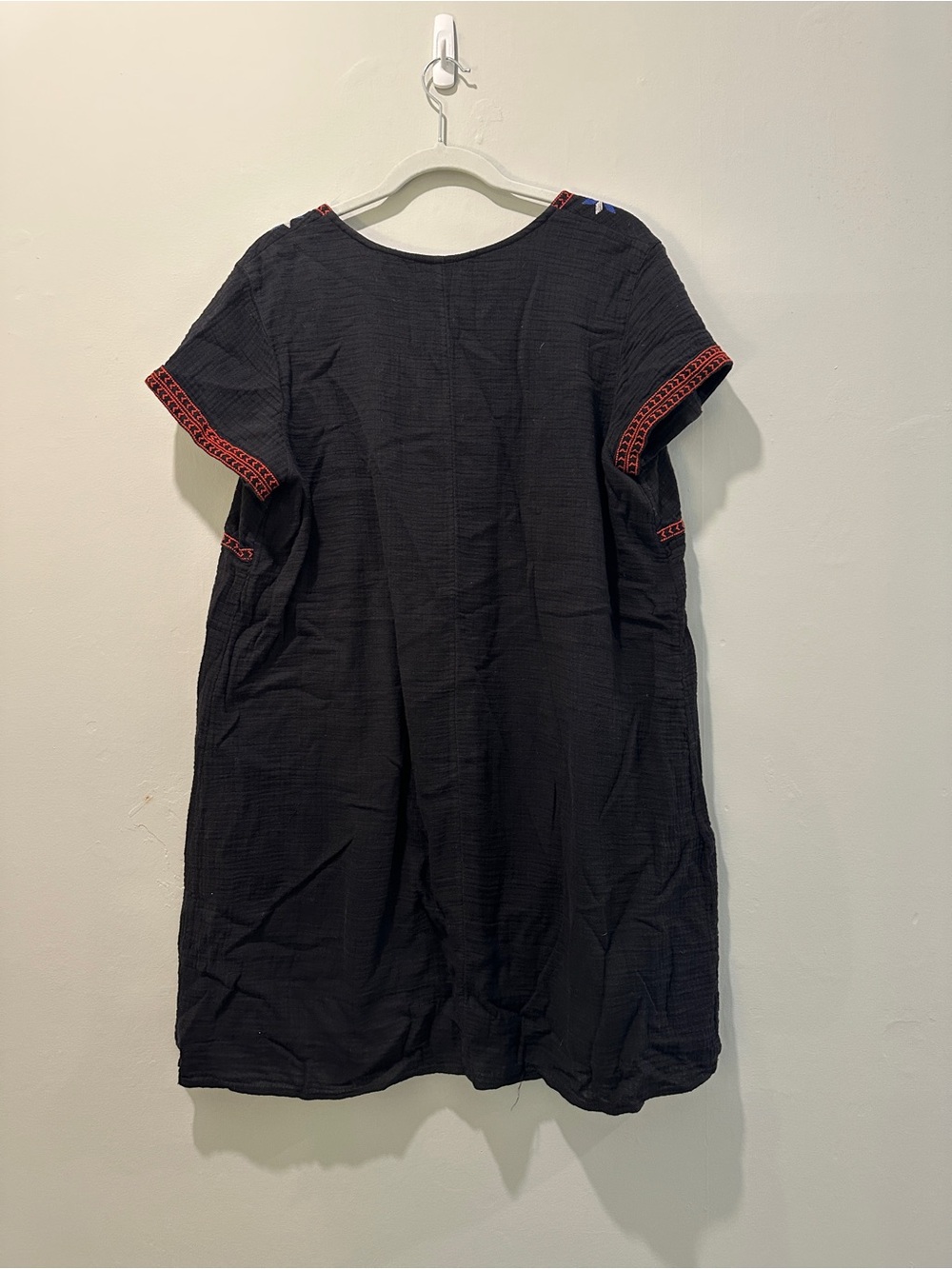 Black Dress with Red and White Embroidered Yoke - Picture 5 of 5